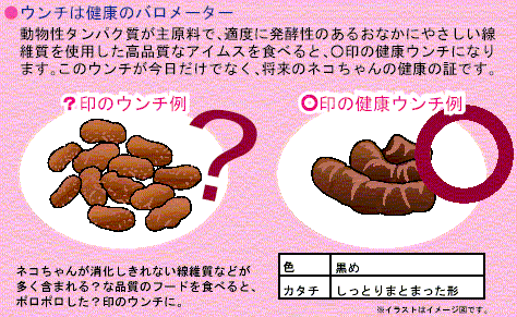 うんちの状態の例（理想的な健康うんちと、消化しきれない繊維質が多く見られる例の比較イラスト）